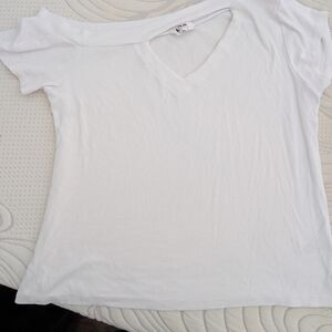 LNA White Kane Top, Off Shoulder, Cutout, Size Medium